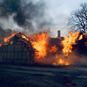 Image of building on fire