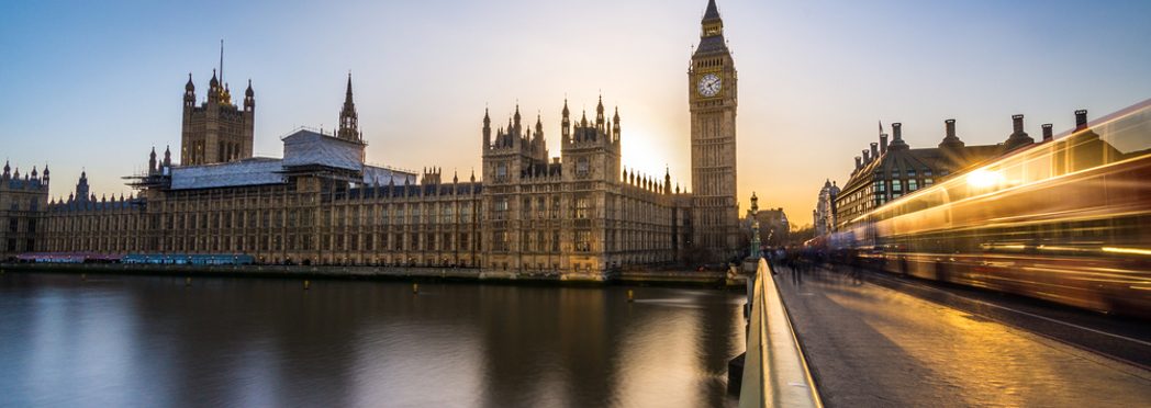 Big Ben and the houses of Parliament in London at dusk